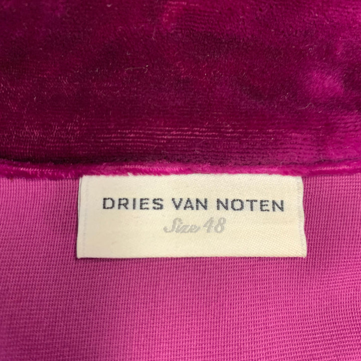 DRIES VAN NOTEN Size 38 Purple Fuchsia Velvet Long Sleeve Shirt