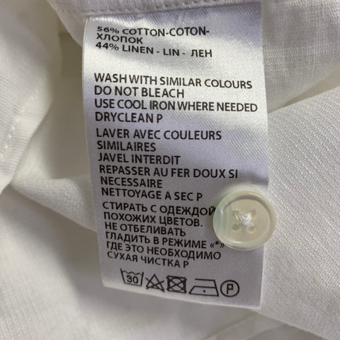 ANN DEMEULEMEESTER Size S White Cotton Linen One Pocket Long Sleeve Shirt