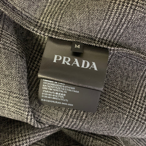 PRADA Size M Grey Black Glenplaid Wool Zip Up Jacket