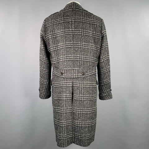 DOLCE & GABBANA Size 40 Black Grey Plaid Wool Blend Coat