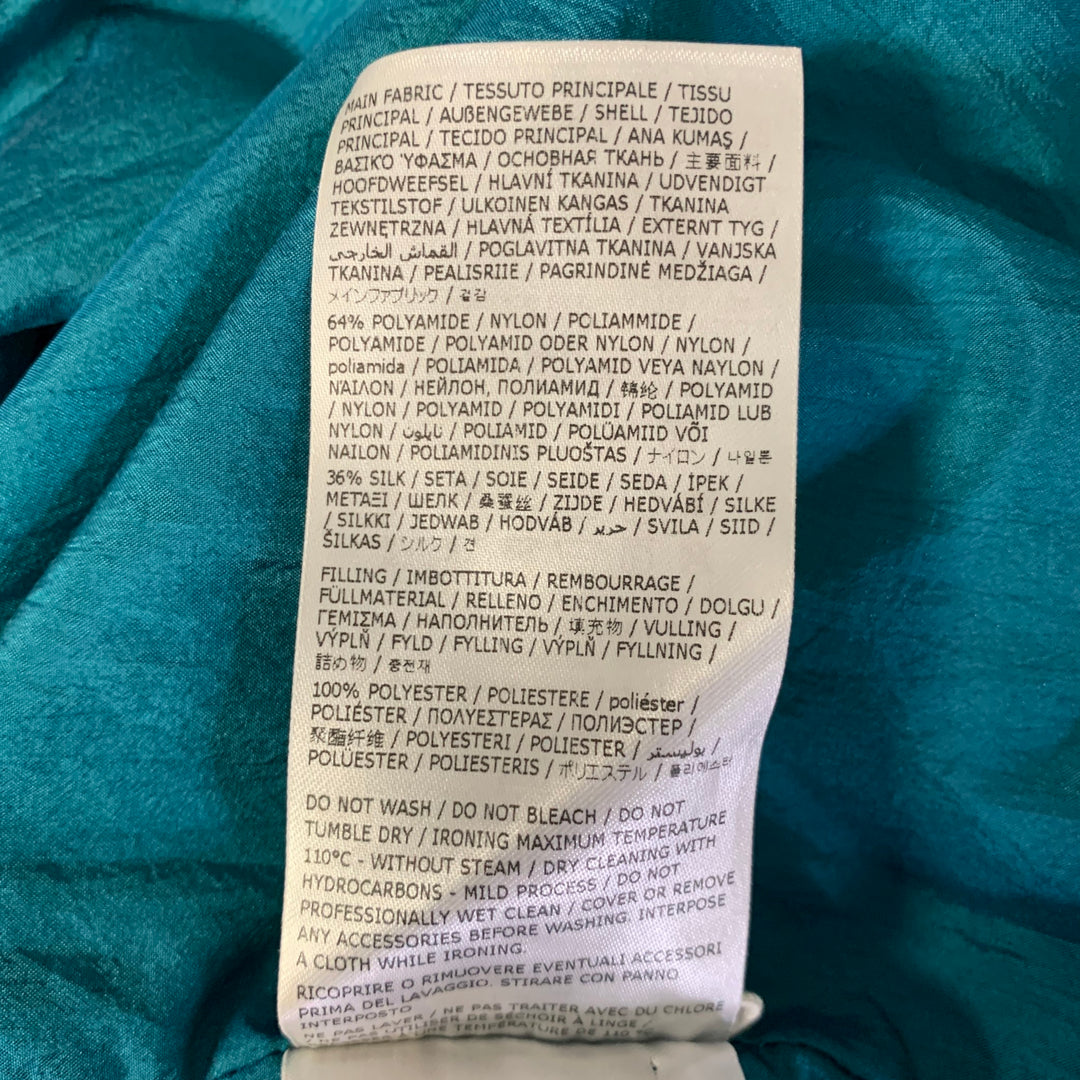 JIL SANDER Size XL Teal Polyamide Silk Camp Short Sleeve Shirt