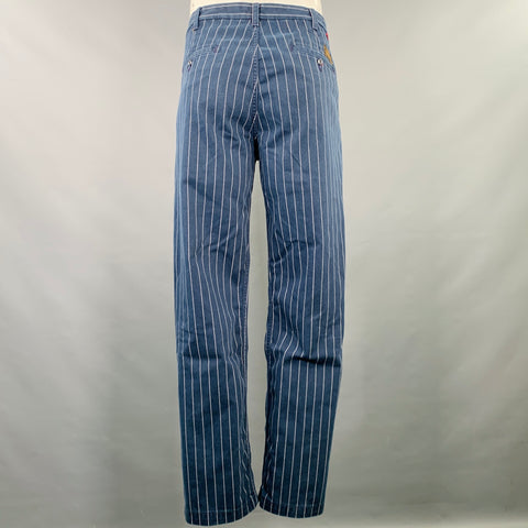 LEVI STRAUSS Size 36 Navy White Pinstripe Cotton Blend Flat Front Casual Pants
