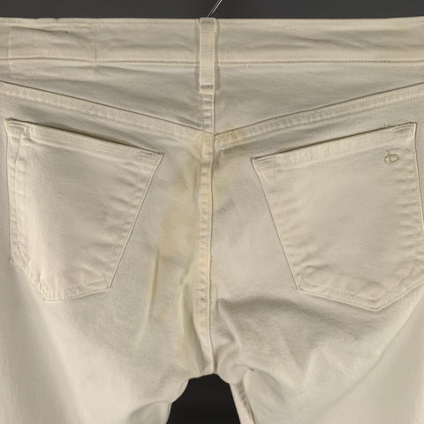 RAG & BONE Size 30 White Distressed Cotton Blend Skinny Jeans