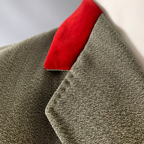 PAUL SMITH Size 44 Green Burgundy Heather Wool Notch Lapel Coat