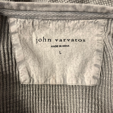 JOHN VARVATOS Size L Grey Ribbed Cotton Textured Pullover