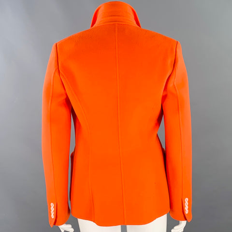 MICHAEL KORS Size 12 Orange Wool Cashmere Peak Lapel Coat