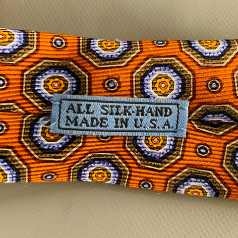 JZ RICHARDS Orange Blue Geometric Silk Tie