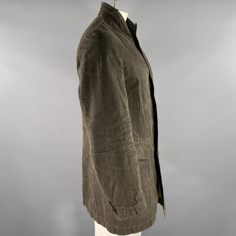 COMME des GARCONS HOMME Size L Brown Distressed Cotton Peak Lapel Jacket