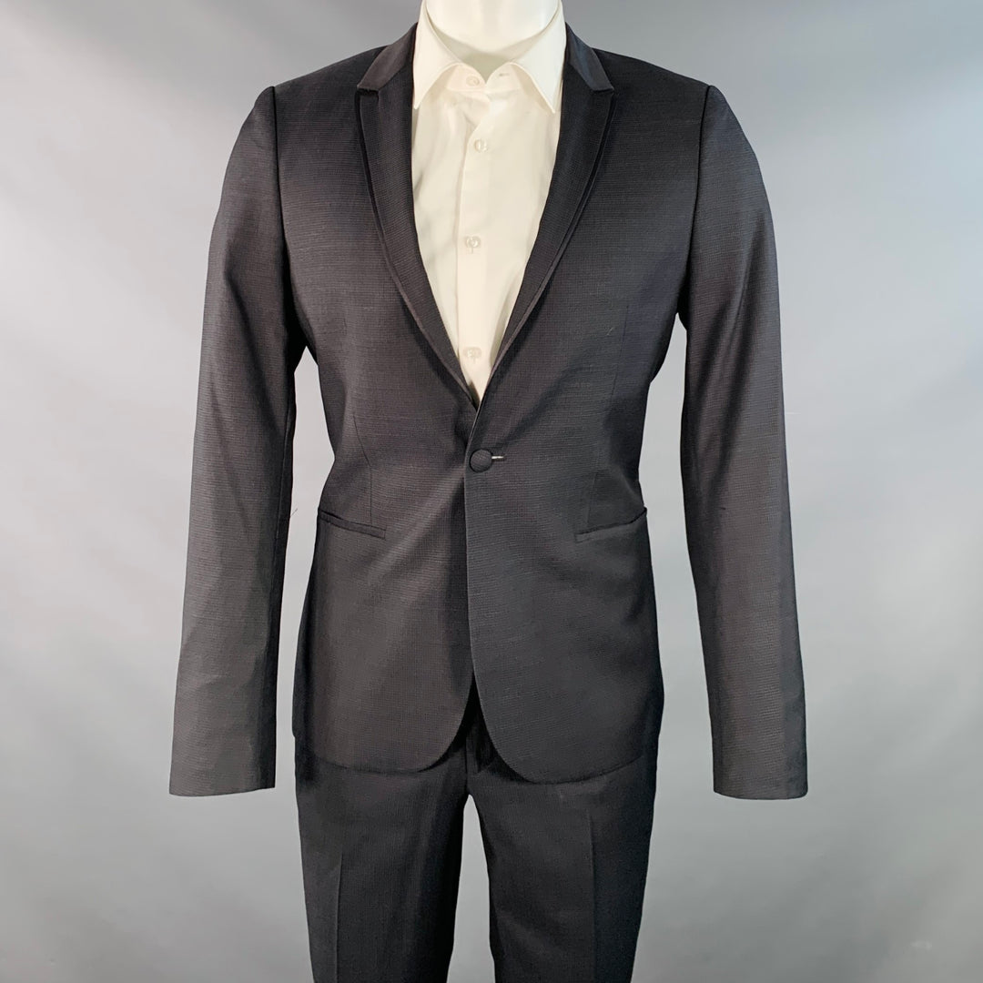 THE KOOPLES Size 38 Black Wool Woven Peak Lapel Tuxedo