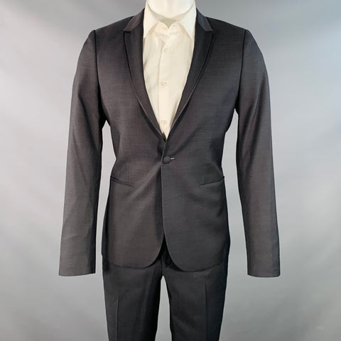 THE KOOPLES Size 38 Black Wool Woven Peak Lapel Tuxedo