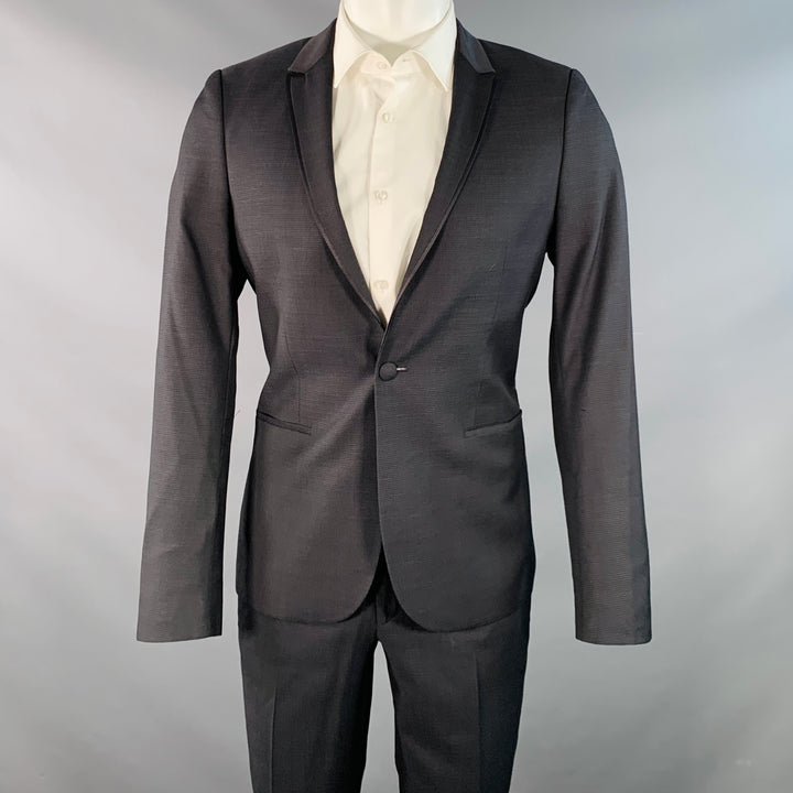 THE KOOPLES Size 38 Black Wool Woven Peak Lapel Tuxedo