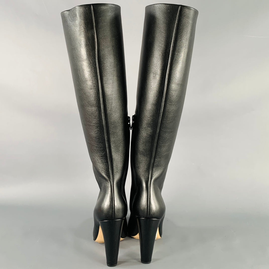 BOTTEGA VENETA Fall 2022 Size 8 Black Leather Side Zipper Boots