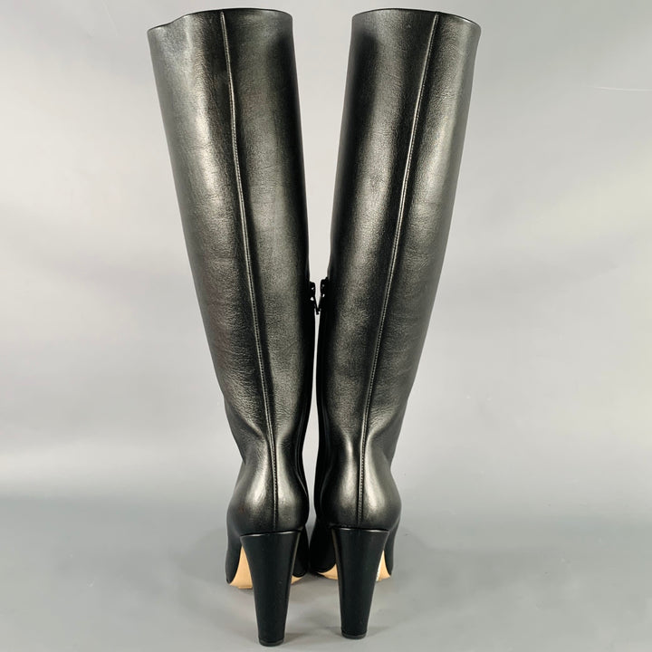 BOTTEGA VENETA Fall 2022 Size 8 Black Leather Side Zipper Boots