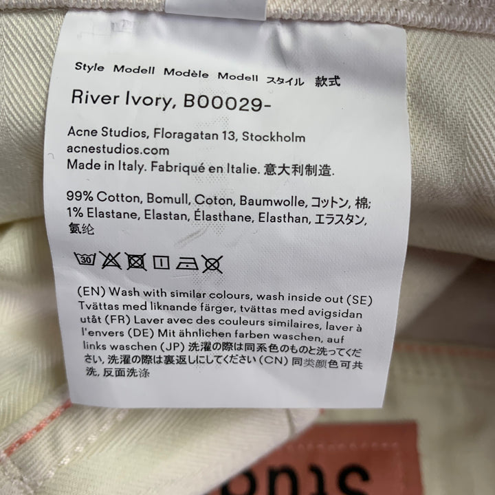 ACNE STUDIOS Size 28 River Ivory Cream Cotton Blend Twill Button Fly Jeans