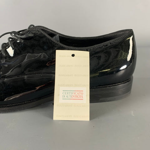 GIORGIO ARMANI Size 9.5 Black Leather Lace Up Shoes