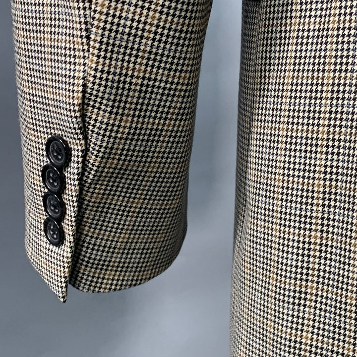 BURBERRY LONDON Size 38 Black Beige White Houndstooth Wool Sport Coat