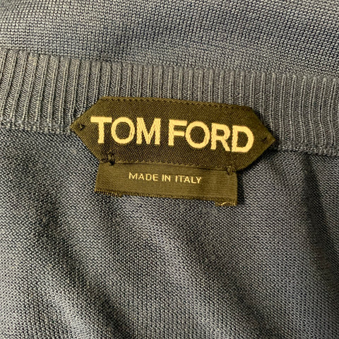 TOM FORD Size XL Navy Knitted Silk Hanley Pullover
