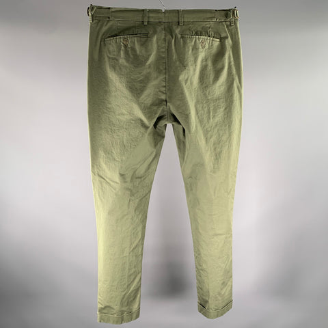 KARL LAGERFELD Size 32 Green Olive Solid Cotton / Elastane Zip Fly Casual Pants