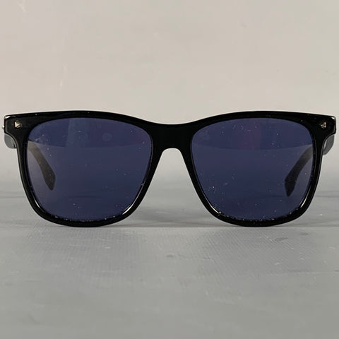 FENDI Black Orange Acetate Square Full Frame Sunglasses