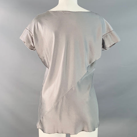 JES WADE Size S Silver Satin Sequined Beaded Scoop Neck Casual Top
