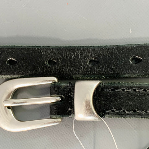 OUR LEGACY Size L Black Silver Leather Skinny Belt