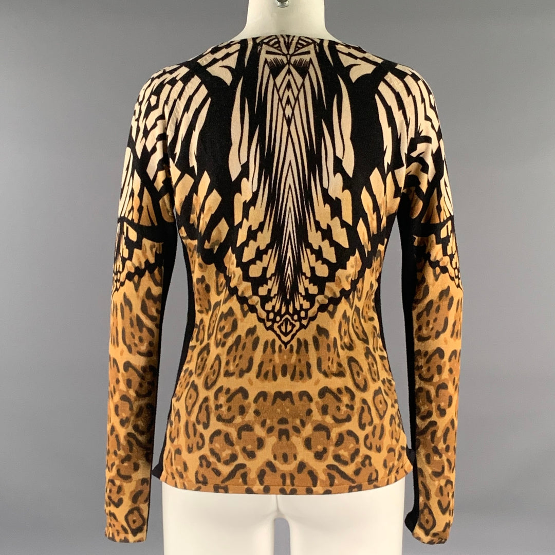 BOSTON PROPER Size S Tan Black Leopard Pull On Pullover