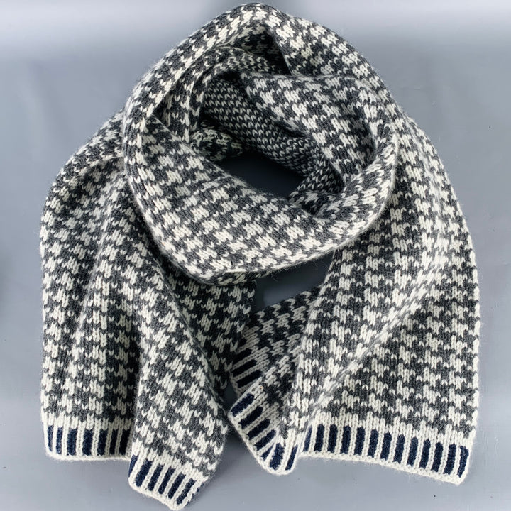 BLACK FLEECE White Charcoal Abstract Cashmere Scarf