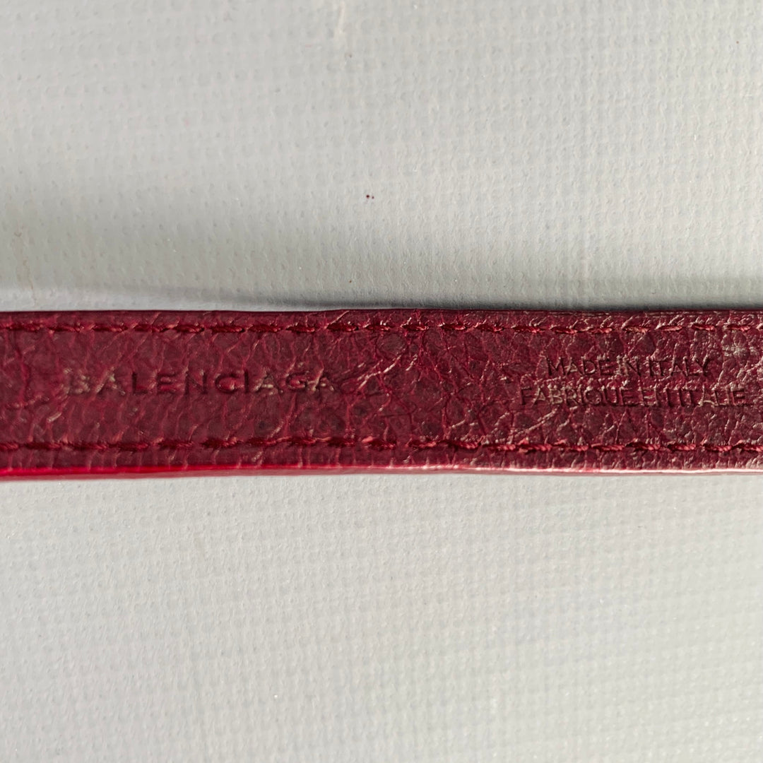 BALENCIAGA Burgundy Gold Studded Leather Bracelet