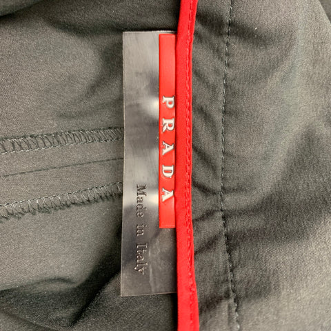 PRADA Size 2 Black Poplin Cotton Blend Belted Casual Pants