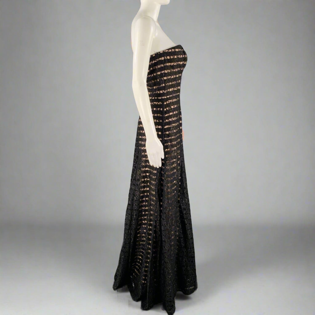 VERA WANG Size 8 Black Pink Nylon Blend Double Layer Long Dress