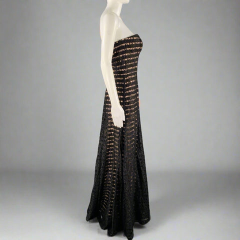 VERA WANG Size 8 Black Pink Nylon Blend Double Layer Long Dress