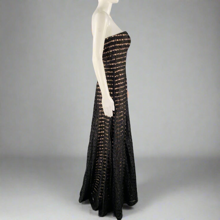 VERA WANG Size 8 Black Pink Nylon Blend Double Layer Long Dress