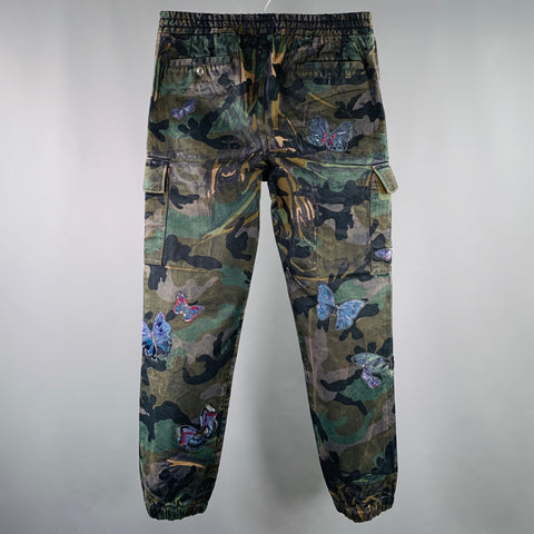 VALENTINO Size 30 Green Brown Camo Cotton Cargo Casual Pants