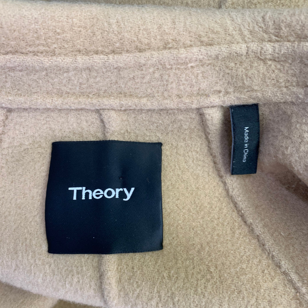 THEORY Size S Clairene Beige Wool Cashmere Oversized Open Front Jacket