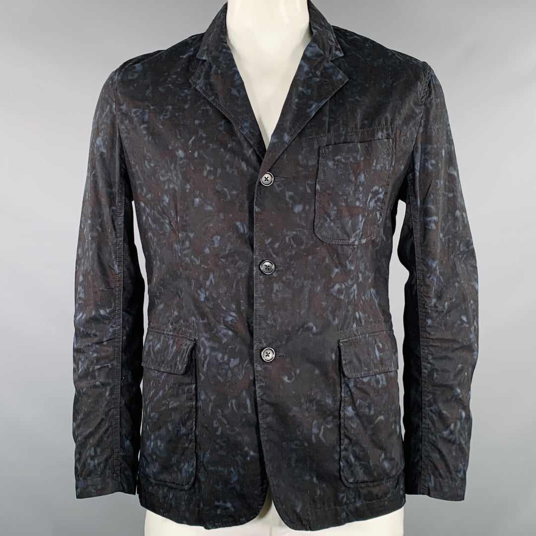 ENGINEERED GARMENTS Size L Black Blue Marbled Cotton Chore Jacket