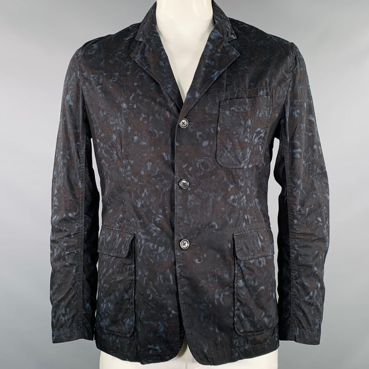 ENGINEERED GARMENTS Size L Black Blue Marbled Cotton Chore Jacket
