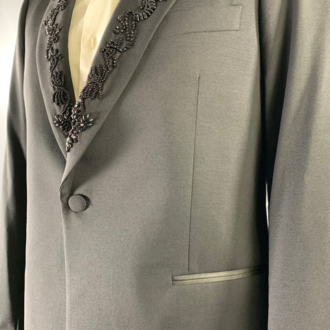 PAUL SMITH Veste de sport en laine et élasthanne noire perlée, taille 42 (coupe normale)