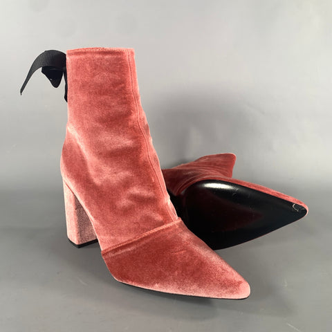 ROBERT CLERGERIE Size 7 Pink Black Velvet Pointed Toe Boots