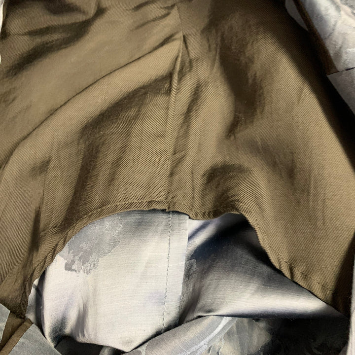 HAIDER ACKERMANN Size 38 Teal Jacquard Linen Blend Single Breasted Peak Lapel Coat