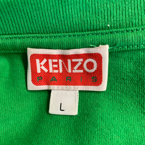 KENZO Size L Green Orange Poppy Graphic Cotton Crew Neck T-shirt