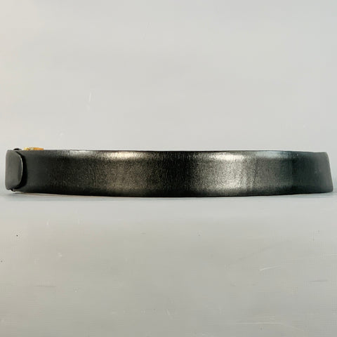 ZILLI Size 40 Black Gold Logo Leather Belt