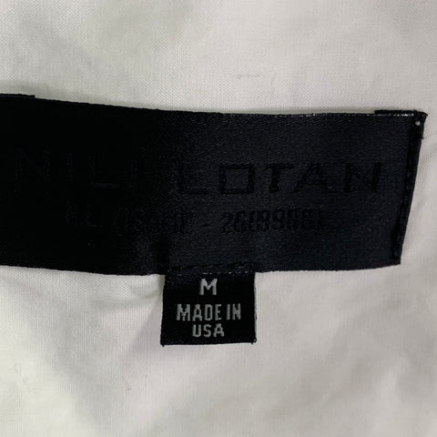 NILI LOTAN Size M White Cotton Tuxedo Pleated Bib Long Sleeve Shirt