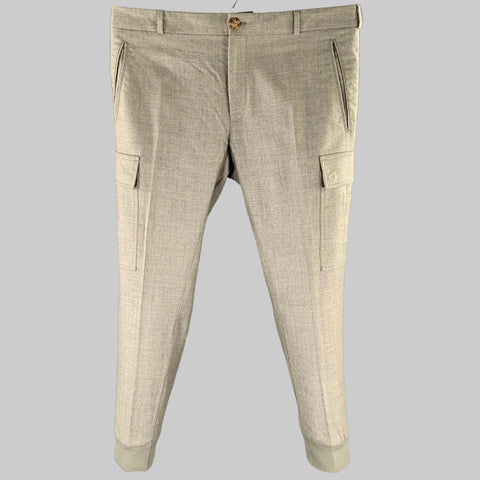 RALPH LAUREN Size 34 Gray Heather Wool Blend Cargo Dress Pants