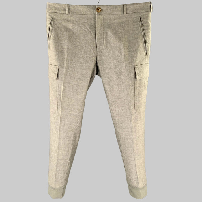 RALPH LAUREN Size 34 Gray Heather Wool Blend Cargo Dress Pants
