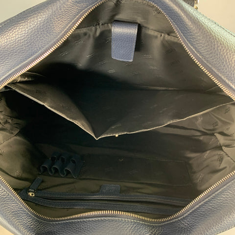 MONT BLANC Navy Pebble Grain Leather Briefcase