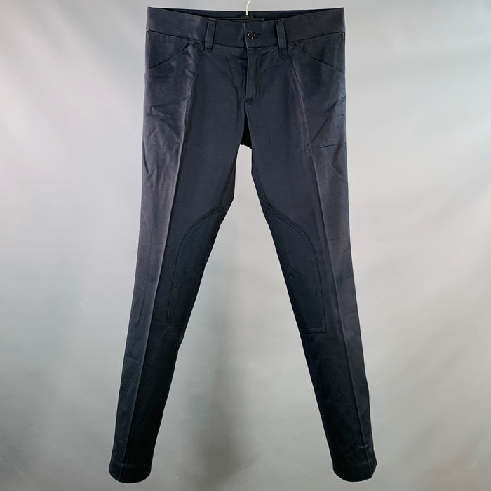 DOLCE & GABBANA Size 30 Navy Black Wool Blend Tapered Tuxedo Dress Pants