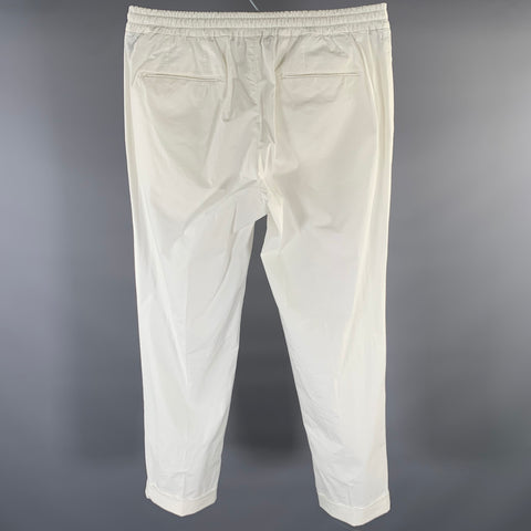 VAULT 134 Size M White Pleated Cotton Blend Drawstring Casual Pants