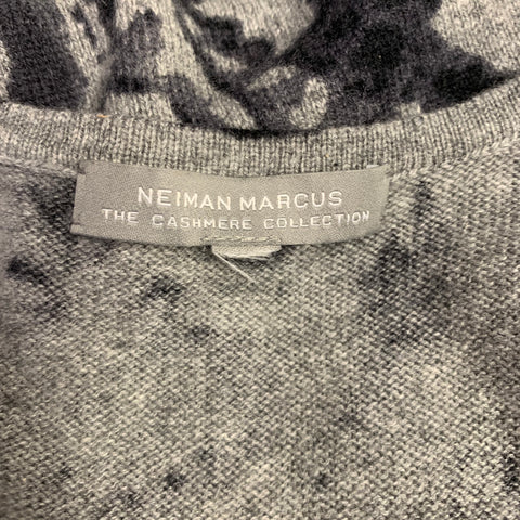 NEIMAN MARCUS Taille L Débardeur en cachemire gris anthracite à motif cachemire