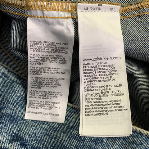 CALVIN KLEIN JEANS Size M Blue Distressed Cotton Jacket
