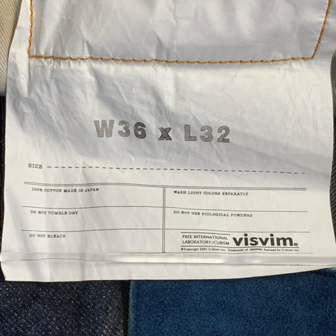 VISVIM Size 36 Indigo Contrast Stitch Selvedge Mud Overdyed Denim Button Fly Jeans